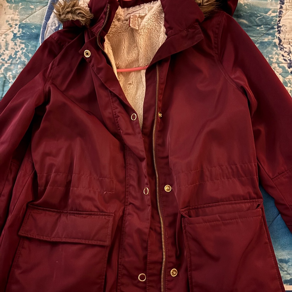 Maroon/burgundy down jacket